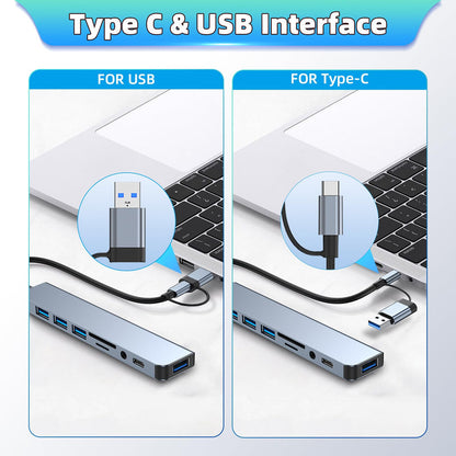 Hub USB-C 8-en-1 à double connecteur