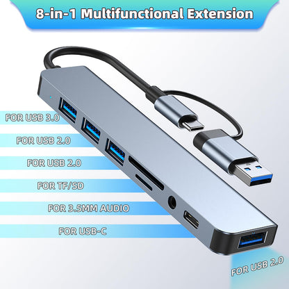 Hub USB-C 8-en-1 à double connecteur