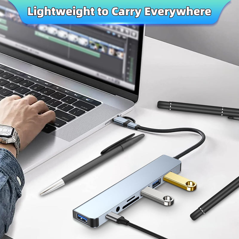 Hub USB-C 8-en-1 à double connecteur